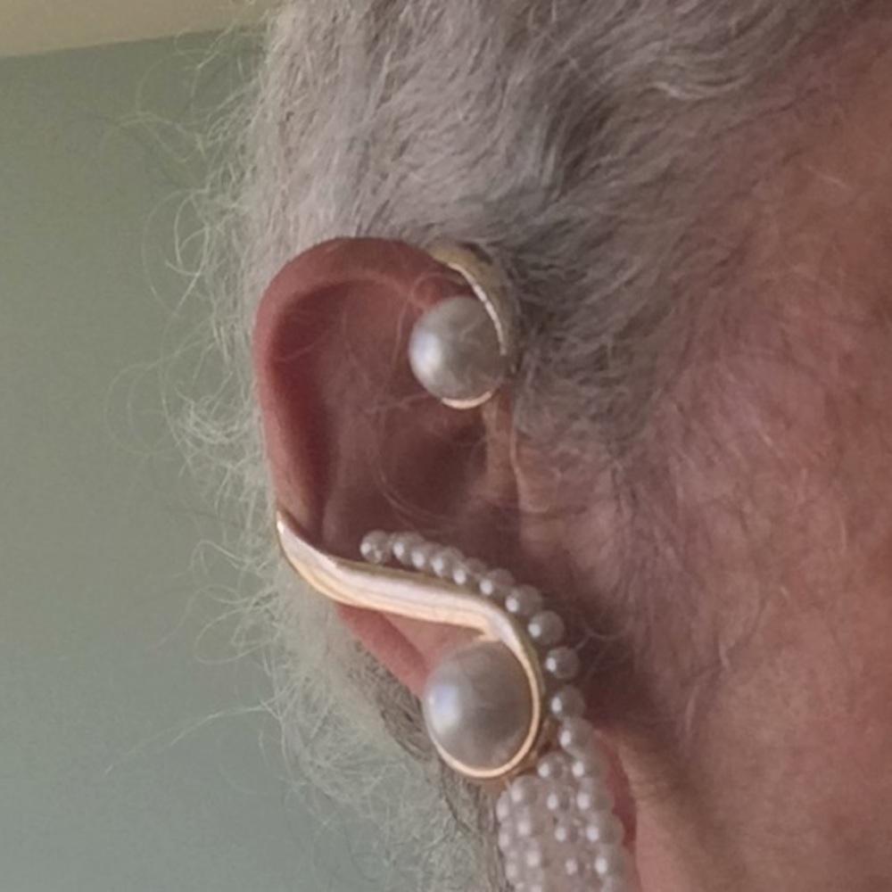 Gold Tone and Faux Pearl Ear Adornment